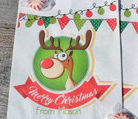 Reindeer Personalized Goodie Bags | Holiday Party Candy Bags | Smores Kits | School Party Bag | Cookie Bags | Christmas Favor Bags | Xmas