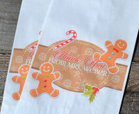 Gingerbread Man Candy Cane Christmas Cookie Bags