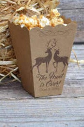 The Hunt is Over Deer Brown Kraft Wedding Favor Popcorn Bar Boxes