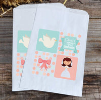 First Communion Personalized Party Favor Bags - Girl with Dove