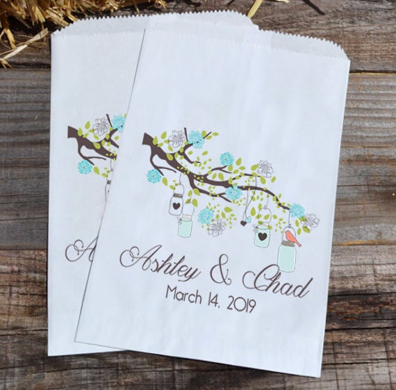 Wedding Candy Bags Tree with Mason Jars Favor Bags | Birds Wedding Favor Bags | Country Wedding Bags | Wedding Candy Bar | Candy Buffet Bags
