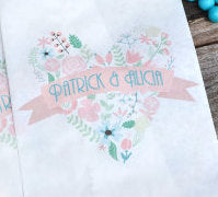 Shabby Chic Floral Heart Wedding Candy Bags