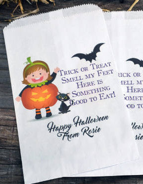 Pumpkin Girl Halloween Personalized Goodie Bags for Trick or Treating