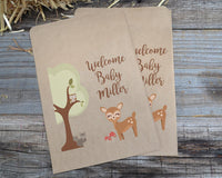 Woodland Creatures Doe Brown Kraft Baby Shower Favor Bags