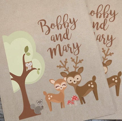 Wedding Candy Bags Woodland Creatures Buck and Doe