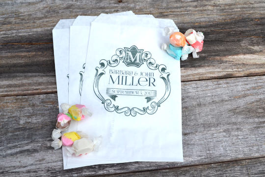 Wedding Candy Bags Shabby Chic Initial