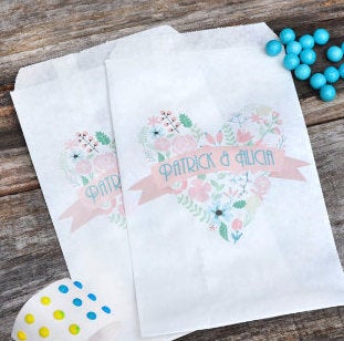 Shabby Chic Floral Heart Wedding Candy Bags