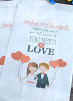 All You Need is Love Bride and Groom Personalized Favor Bags