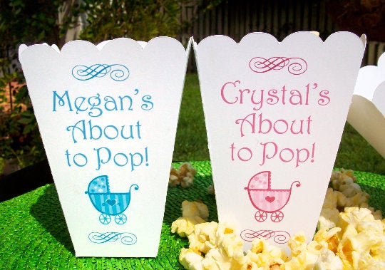 About to Pop Baby Shower Popcorn Boxes with Pram