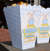 Blue Gingham Bunny About to Pop Popcorn Boxes