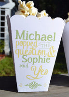 Popped the Question Engagement Party Popcorn Boxes