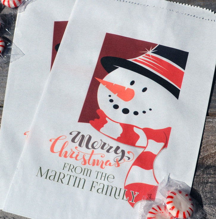 Snowman with Scarf Personalized Goodie Bags