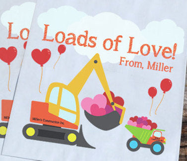 Construction Personalized Goodie Bags Valentines Day