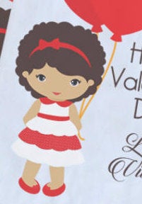 Little Girl Valentines Day Personalized Goodie Bags | Valentine Girl Party Favors | Valentine Goody Bags | Heart Balloons Favor Bags