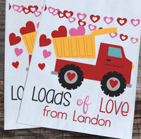Construction Personalized Goodie Bags Valentines Day | Dump Truck Bags | Boys Party Favors | Valentines Treat Bags | Custom Valentines Bags