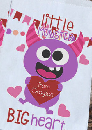 Little Monster Valentines Day Goodie Paper Bags