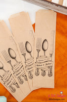 Vintage Fork Spoon and Knife Wedding Kraft Silverware Utensil Flatware Bags