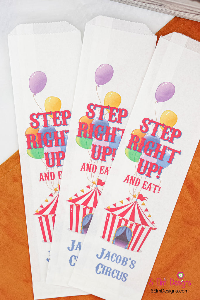 Step Right Up Circus Carnival Birthday White Silverware Utensil Flatware Bags