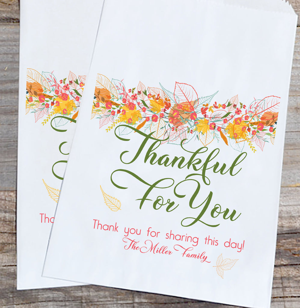 Thankful for You Family Thanksgiving Favor Bags