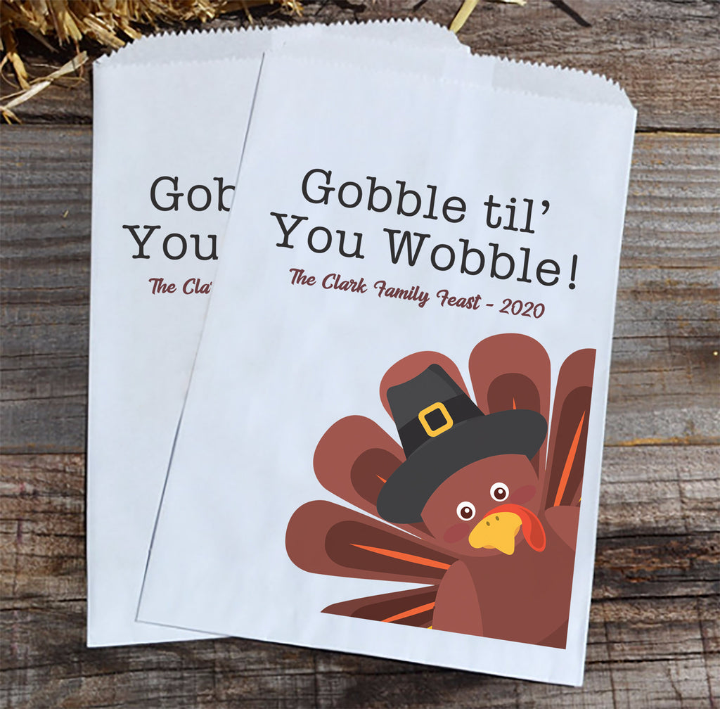 Gobble Til You Wobble Thanksgiving Favor Bags