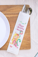 Mermaid Birthday Silverware Bags Utensil Flatware Bags Blonde Hair Under the Sea
