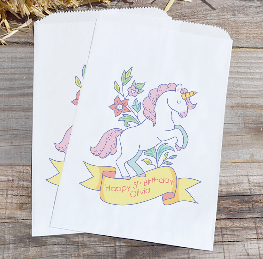 Unicorn Birthday Party Favor Bags Personalized