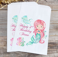 Mermaid Birthday Theme Favor Bags Red Hair Under the Sea