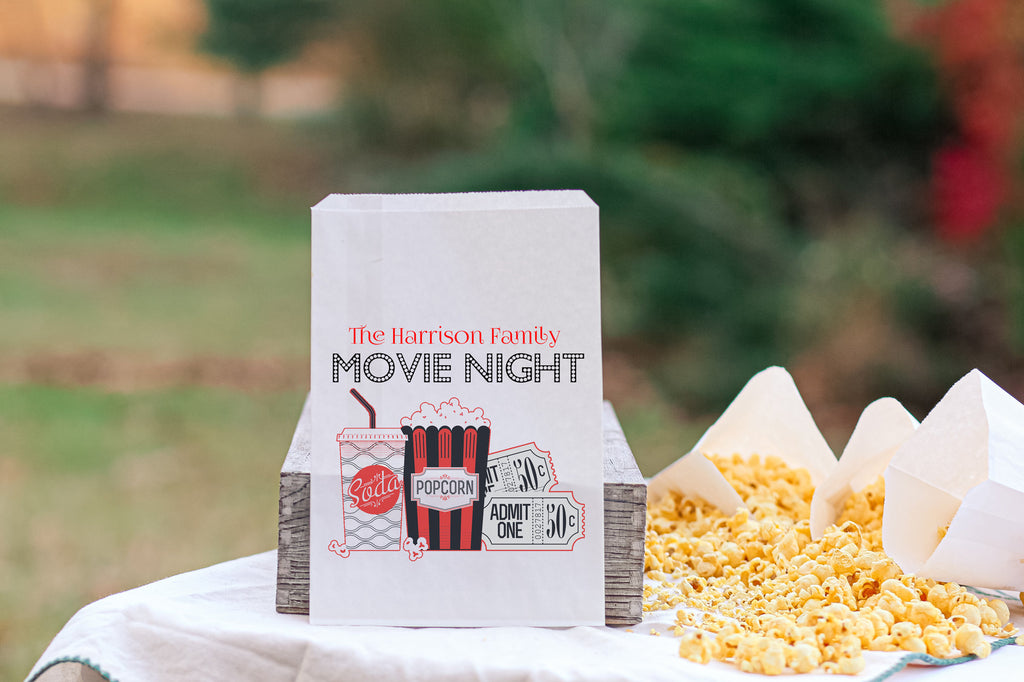 Family Movie Night Popcorn Bags