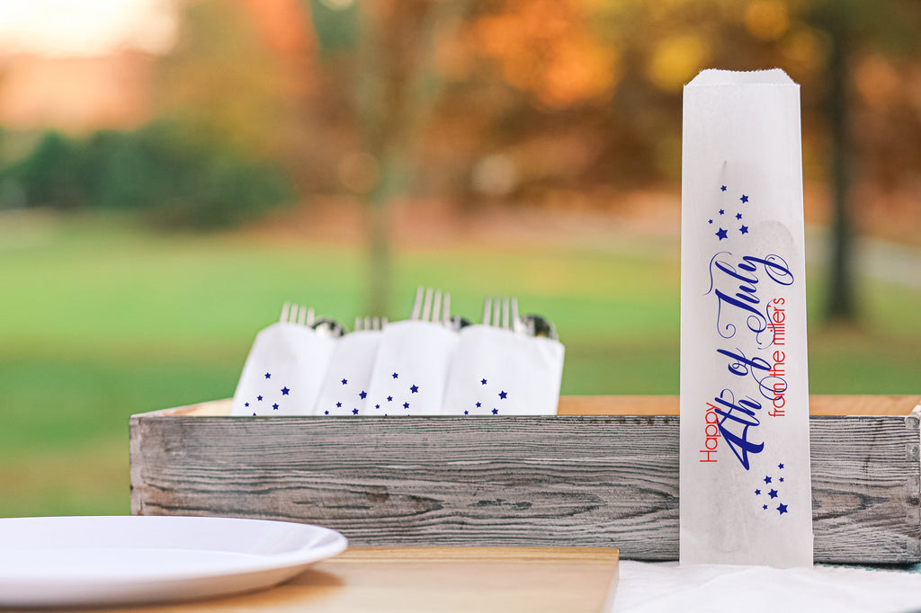 Fourth of July Personalized Silverware Bags Utensil Flatware Bags, July 4th, July Fourth
