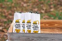 Construction Birthday Silverware Bags, Excavator Utensil Bags, Personalized Construction Party Silverware Bags