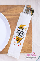 Construction Birthday Silverware Bags, Excavator Utensil Bags, Personalized Construction Party Silverware Bags