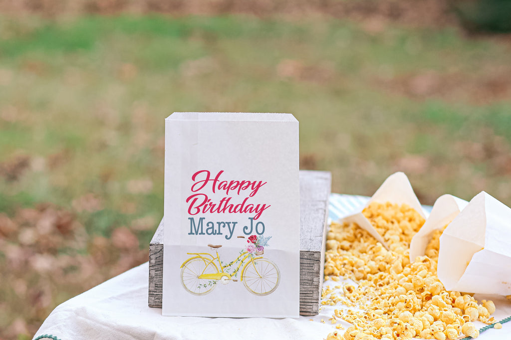 Happy Birthday Bicycle Party Favor Bags, Birthday Favor Goodie Bags