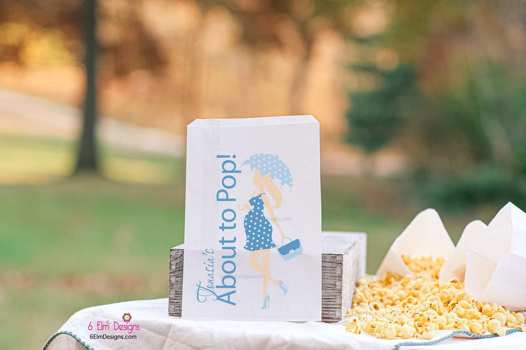 About to Pop Umbrella Girl Party Favor Bags | Baby Boy Shower Favors | Boy Favor Bags | About to Pop Favors | Baby Shower Favor Bags