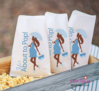 About to Pop African American Umbrella It's a Boy Party Favor Bags, African American Boy Baby Shower Goodie Bags Baby Shower
