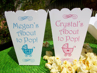 About to Pop Baby Shower Popcorn Boxes with Pram