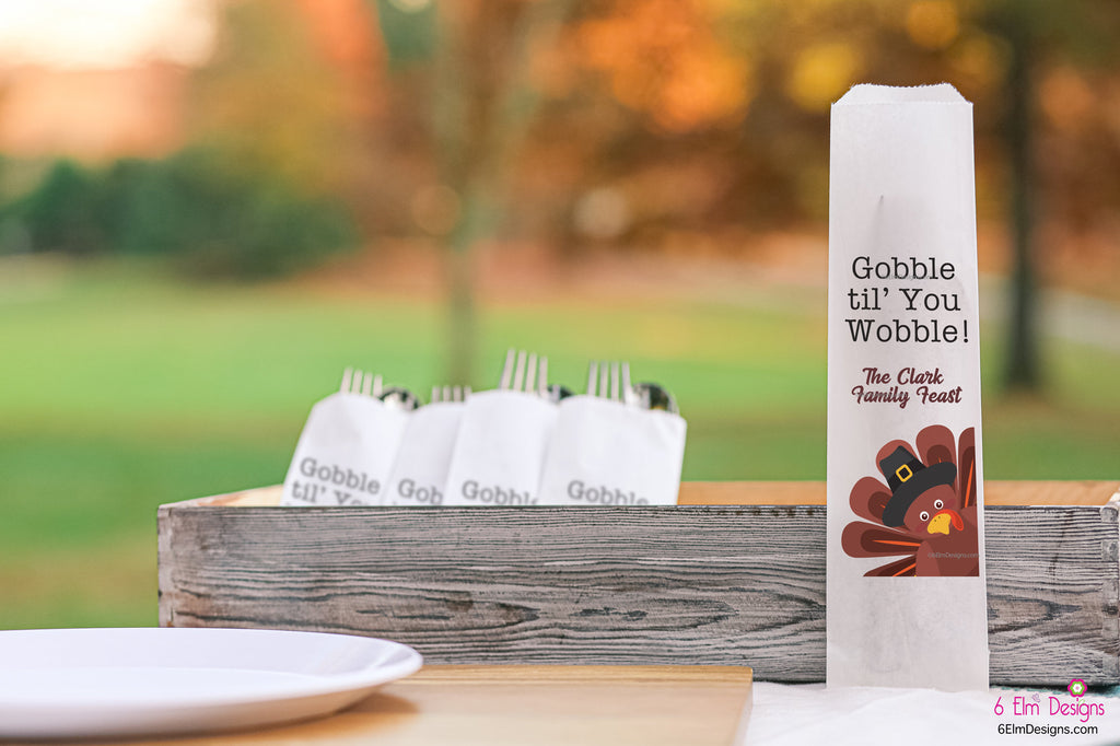 Thanksgiving Turkey Gobble Til You Wobble Silverware Utensil Flatware Bags Happy Thanksgiving Dinner Silverware Bags