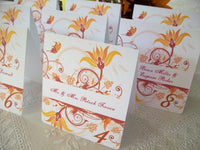 Flowers, Butterfly and Flourish Personalized Escort Cards