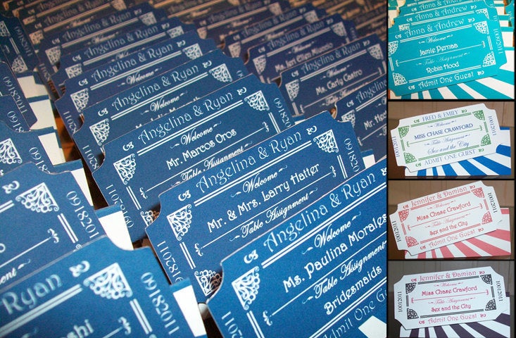 Movie Ticket Personalized Place Cards