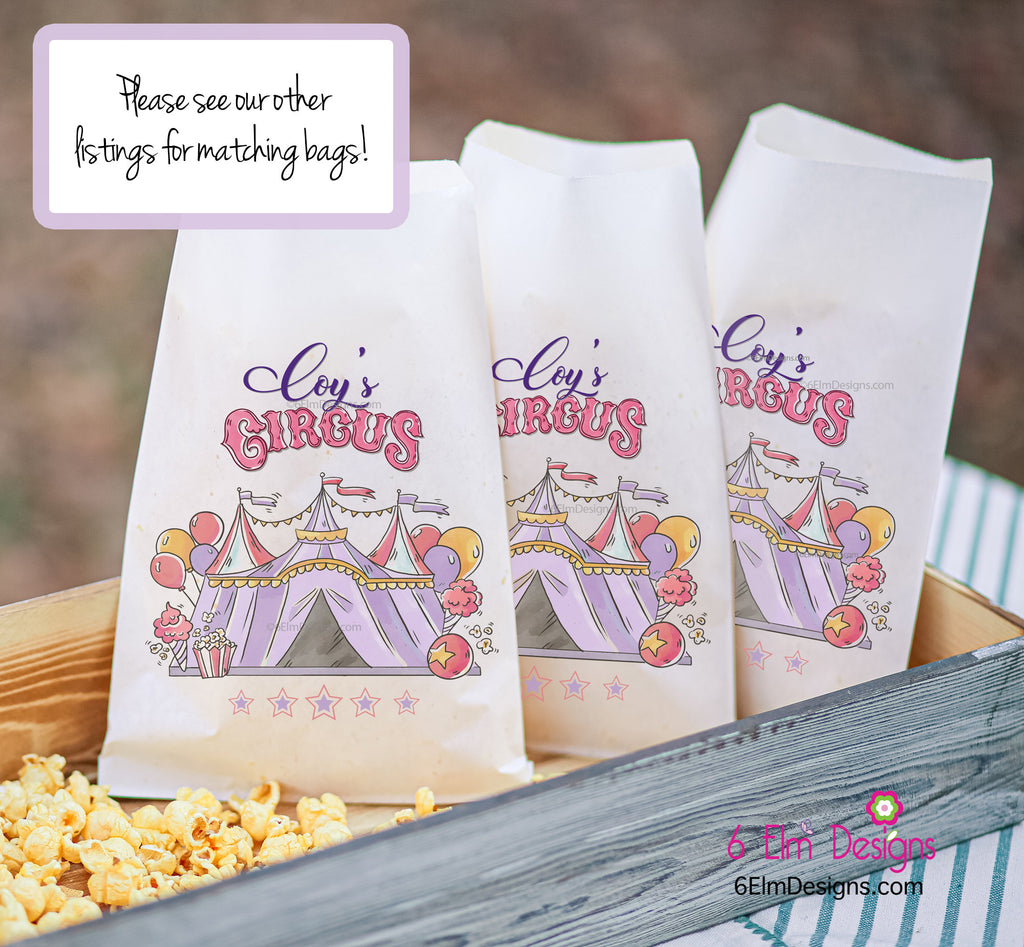 Pink Pastel Circus Popcorn Favor Boxes | Carnival Birthday Party | Carnival Popcorn Boxes | Circus Popcorn Boxes | Circus Theme Favors