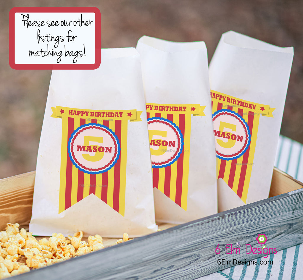 Twin Circus Popcorn Boxes | Carnival Birthday Party | Carnival Popcorn Boxes | Favor Boxes | Twins Circus Birthday