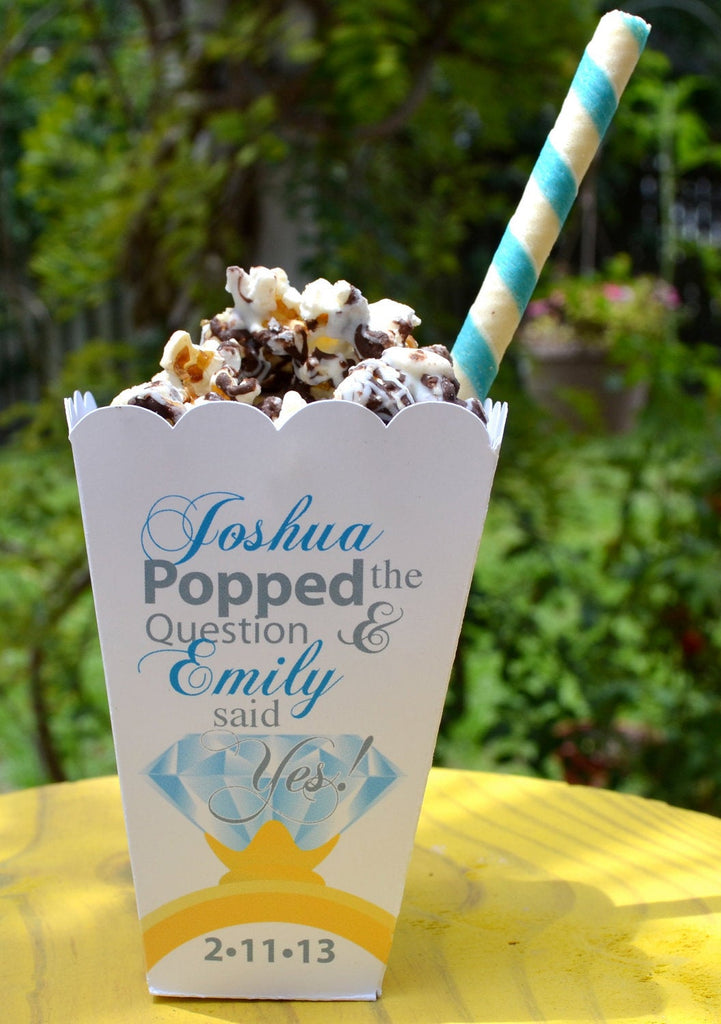 Popped the Question Popcorn Box Favors | Engagement Party Personalized Favors | Diamond Ring Favor | He Popped the Question