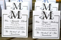 Charity Donation Wedding Personalized Escort Cards or Place Cards - 30 Pack