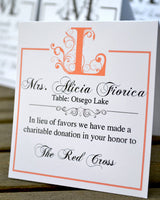 Charity Donation Wedding Personalized Escort Cards or Place Cards - 30 Pack