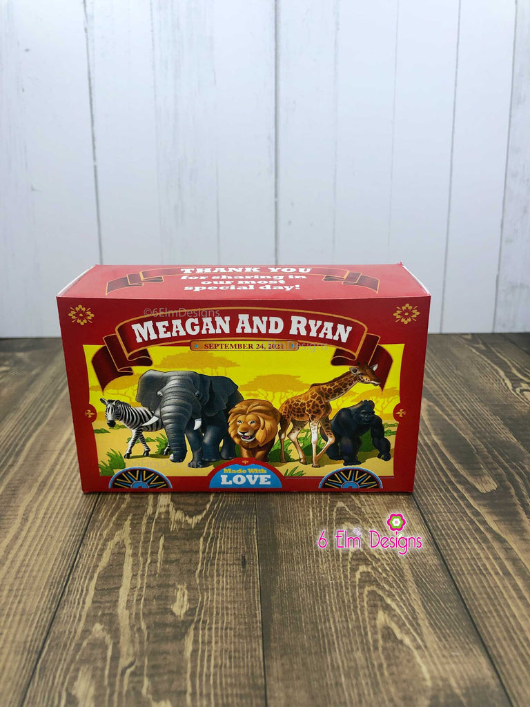 Animal Cracker Boxes, Children's Carnival Birthday Party Favor, Barnum Animal Cookies, Circus Theme Party, Circus Birthday