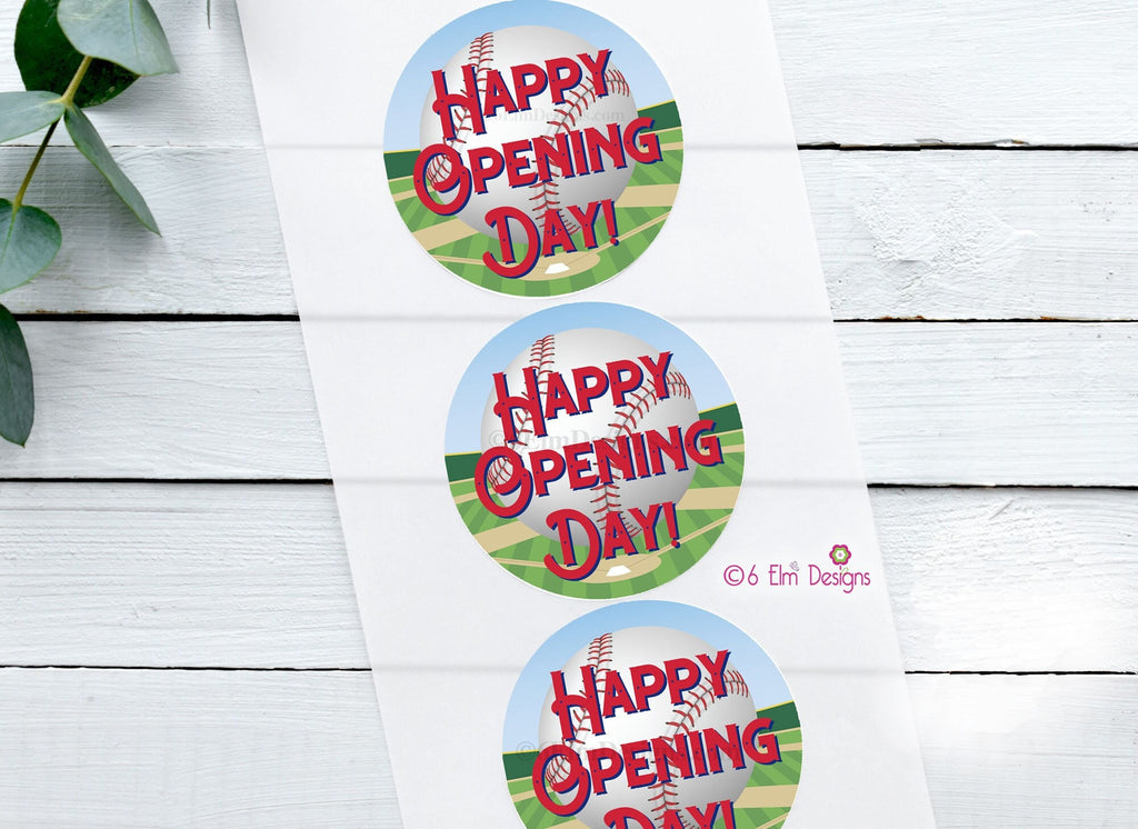 Baseball Opening Day Stickers 2" Gloss Sticker, Label for Little League Opening Day