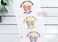 Our Love is Poppin Popcorn Stickers, Popcorn Wedding Labels, Rehearsal Party Favor Stickers, Welcome Bag Snacks