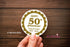 Happy 50th Anniversary 2" Gloss Sticker, Golden Anniversary Label Personalized Sticker