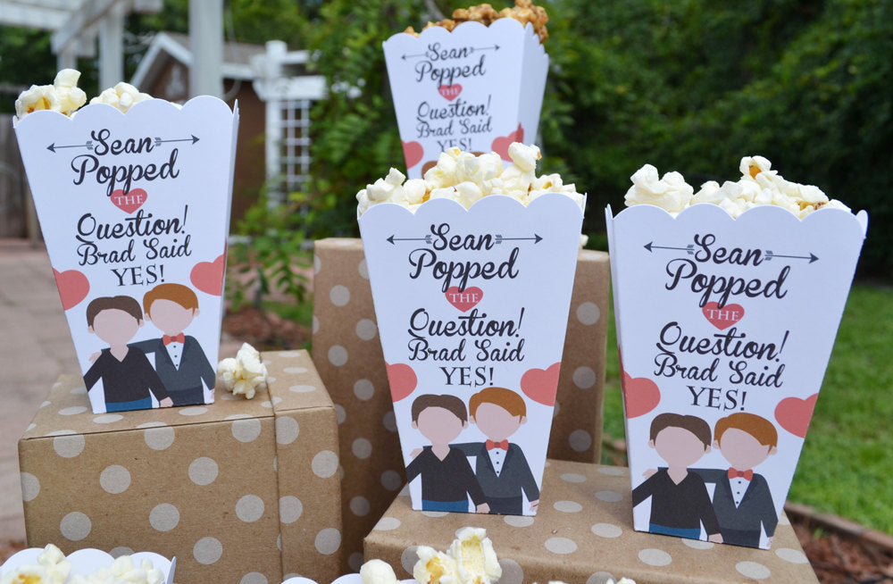 Same Sex Male Popped the Question Popcorn Boxes