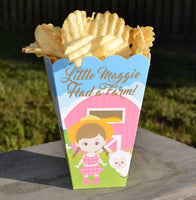 Pink Barn Farm Party Popcorn Boxes for Girls Birthday