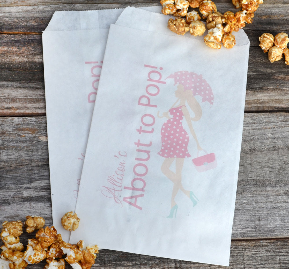About to Pop Umbrella Girl Party Favor Bags, Pink